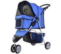PawHut Passeggino Pieghevole con Cestino Portaoggetti e Imbottitura Lavabile, Carrello per Animali Domestici, 75 x 45 x 97cm, Blu Aosom Italy