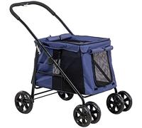 PawHut Passeggino Pieghevole per Cani e Gatti - Carrello Con Cuscino, Tasche Laterali, per Animali Fino a 20 kg, Adatto a Razze Piccole e Medie