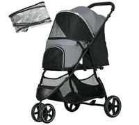 PawHut Passeggino pieghevole per cani piccoli, 10 kg, grigio