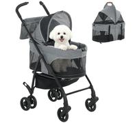 PawHut Passeggino pieghevole rimovibile per cani gatti piccoli Grigio