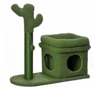 Pawhut Pawhut Tiragraffi per gatti con design a cactus con letto in grotta, palo in sisal e sfera sospesa 68X30X67 cm Verde