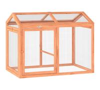 PawHut Pollaio con recinto e posatoio per 2 galline, legno e metallo, 104x70,5x84 cm, Arancione Aosom Italy