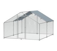 PawHut Pollaio da 10.2m² per 10-15 Galline con Tetto Impermeabile Argento