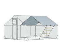 PawHut Pollaio da 12m² per 12-18 Galline, Tetto, Posatoio e Mangiatoia 3x4x1.9 m