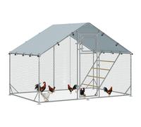 PawHut Pollaio da 6/12m² per Galline, Tetto, Mangiatoia e Posatoio