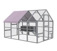 PawHut Pollaio Hühnerhaus Pollaio, accessibile, resistente alle intemperie, 280 x 185,5 x 188 cm, Grigio Aosom Italy
