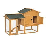 PawHut Pollaio in Legno con Casetta per Galline Area Aperta e Rete 168x75x103cm