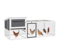 PawHut Pollaio per Galline con Casetta, Nido per Cova e Area Esterna Grigio