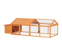 PawHut Pollaio per Galline in Legno di Abete con Rete Metallica Arancione