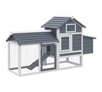 PawHut Pollaio per Galline Ovaiole con Recinzione e Casetta Grigio e Bianco