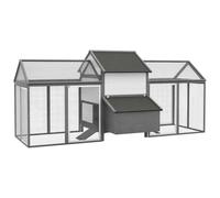 PawHut Pollaio per Galline Ovaiole da Esterno con 2 Recinzioni e Nido, Grigio