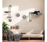 Pawhut Portapacchi da parete per gatti con amaca a sfera grigia e beige