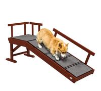 PawHut Rampa in legno per cane 125 cm con tappeto antiscivolo, marrone | Scala di arrampicata per animali, per divano, sofà, per animali piccoli, medi e grandi