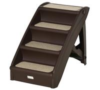 PawHut Rampa per Cani Pieghevole 4 Gradini Antiscivolo Grigio