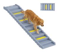 PawHut Rampa Pieghevole per Cani per Auto e Letti Alti 10 Gradini Grigio