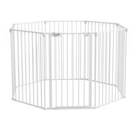 PawHut Recinto 2-in-1 per cuccioli e barriera, 8 pannelli, porta bloccabile, acciaio, altezza 90 cm, bianco Aosom Italy