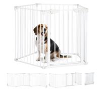 PawHut Recinto Cancelletto per Cani Regolabile e Pieghevole con Chiusura Automatica e Sistema di Blocco, Cancello per Cani in Metallo e Plastica, 300x74.5 cm, Bianco