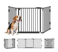 PawHut Recinto Cancelletto per Cani Regolabile Pieghevole 202.5x76cm Nero