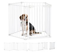 Pawhut Recinto cancelletto per cani 300x74,5 cm regolabile e pieghevole con blocco automatico Bianco