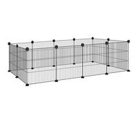 PawHut Recinto per Animali Modulabile con 12 Pannelli 35x35 cm in Metallo Nero