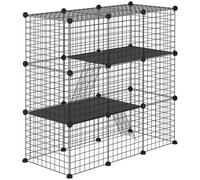 PawHut Recinto per Animali Modulabile con 31 Pannelli, 2 Porte e 2 Rampe Nero