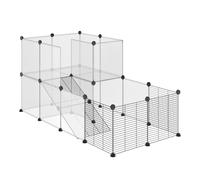 PawHut Recinto per Animali Modulabile con Pannelli 35x35 cm in Acciaio e PP Nero