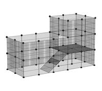 PawHut Recinto per Animali Modulabile e Multilivello con 39 Pannelli Nero