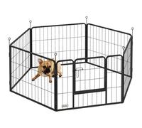 PawHut Recinto per Cani a 6 Pannelli Modulabili in Acciaio Nero