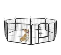 PawHut Recinto per Cani a 8 Pezzi Modulabili in Acciaio Nero