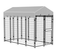 PawHut Recinto per Cani da Esterno con Tetto e Porta a 2 Sezioni in Metallo