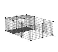 PawHut Recinto per Conigli Modulabile Box per Animali Metallo 105x70x35cm Nero