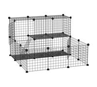 PawHut Recinto per Conigli, Porcellini d'India e Roditori Modulabile, Box per Animali con Accessori Montaggio in Acciaio, 105x105x70cm, Nero Aosom