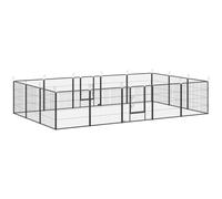 PawHut Recinto per cuccioli, 16 pezzi recinto pieghevole con porta per cani piccoli e medi, 3,2 x 3,2 x 0,8 m, Grigio Aosom Italy