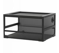 PawHut Rettilario Rialzato e Pieghevole con Coperchio e Pareti in Vetro Temperato e Plastica, 60x45x32 cm, Nero Aosom Italy