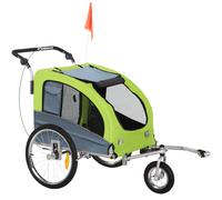 PawHut Rimorchio Bici per Cani a 2 Ingressi con Finestre e Tettuccio