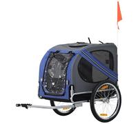 PAWHUT - Rimorchio Per Bicicletta Per Animali Domestici Ruota 50 Cm Impermeabile Grigio Blu