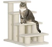 PawHut Scaletta per Cani e Gatti a 4 Gradini con Rivestimento in Peluche