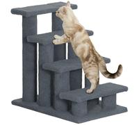 PawHut Scaletta per Cani e Gatti a 4 Gradini con Rivestimento in Peluche