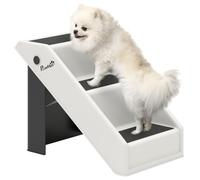PawHut Scaletta per Cani Pieghevole a 3 gradini Antiscivolo Scala per Animali Portatile in plastica carico 10 kg per Cuccioli, Gatti e Animali Anziani 53 x 30,5 x 36,5 cm Crema