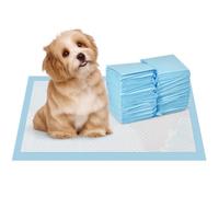 PawHut Set 100 Tappetini Assorbenti Cani a 6 Strati 45x30 cm Blu e Bianco | Tappetini Igienici per Cani, Tessuto non Tessuto, Carta e PE