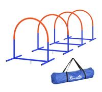 PawHut Set Agility Dog con 4 Archi e Borsa da Trasporto Blu e Giallo