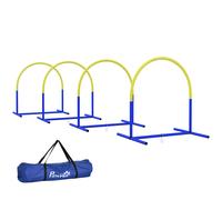 PawHut Set Agility Dog con 4 Archi e Borsa da Trasporto Blu e Giallo