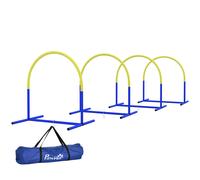 PawHut Set Agility Dog con 4 Archi e Borsa da Trasporto Blu e Giallo