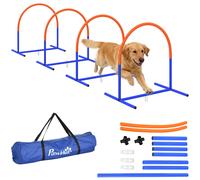PawHut Set Agility Dog con 4 Archi e Borsa da Trasporto Blu e Giallo