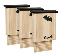 PawHut Set di 3 Casette per Pipistrelli in Legno di Abete per Esterni, 25x6x37.5 cm, Legno Naturale Aosom Italy