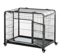 PawHut Set Gabbia per Cani Pieghevole e 100 Tappetini Assorbenti a 6 Strati