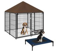 PawHut Set per Animali 2 Pezzi con Lettino per Cani Rialzato e Recinto per Cani