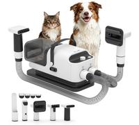 PawHut Tagliapeli Silenzioso per Cani con Aspirapolvere Bianco | Set per Toelettatura Pro, 5 Utensili, Tagliapeli, per Cani, Gatti, Animali
