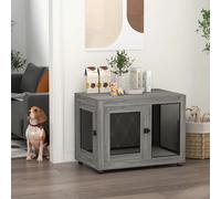 Pawhut Tavolino da caffè in legno con gabbia per cani, superficie 94X60X71.5Cm