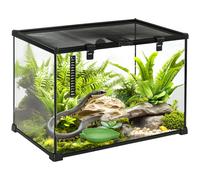 PawHut Terrario per Rettili Rialzato con Serratura e Termometro, in Vetro e Rete Metallica, 50x30x35 cm, Nero Aosom Italy